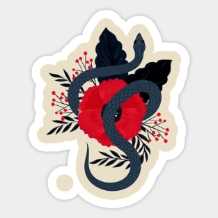 Snake with flowers Sticker